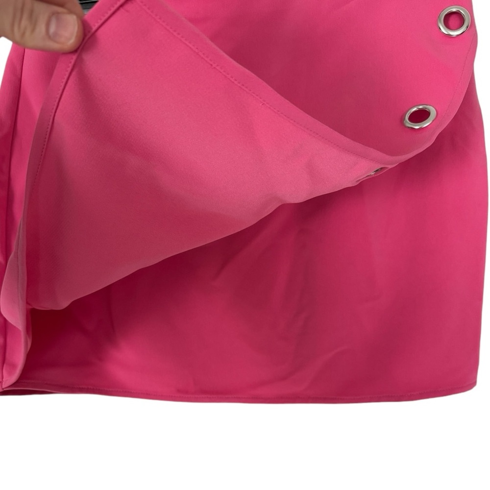 H:ours PENELOPE HOT PINK MINI SKIRT ENVELOPE SLIT SKIRT - Picture 6 of 10